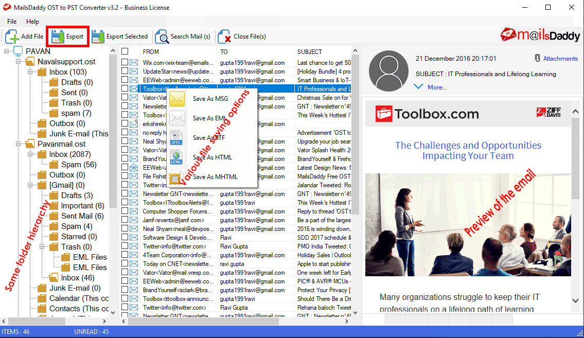 Convert OST to PST Using MailsDaddy Tool