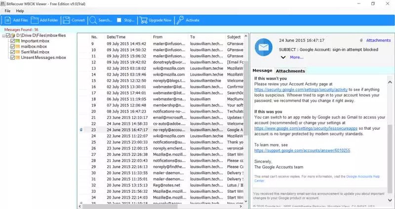 BitRecover Open MBOX File
